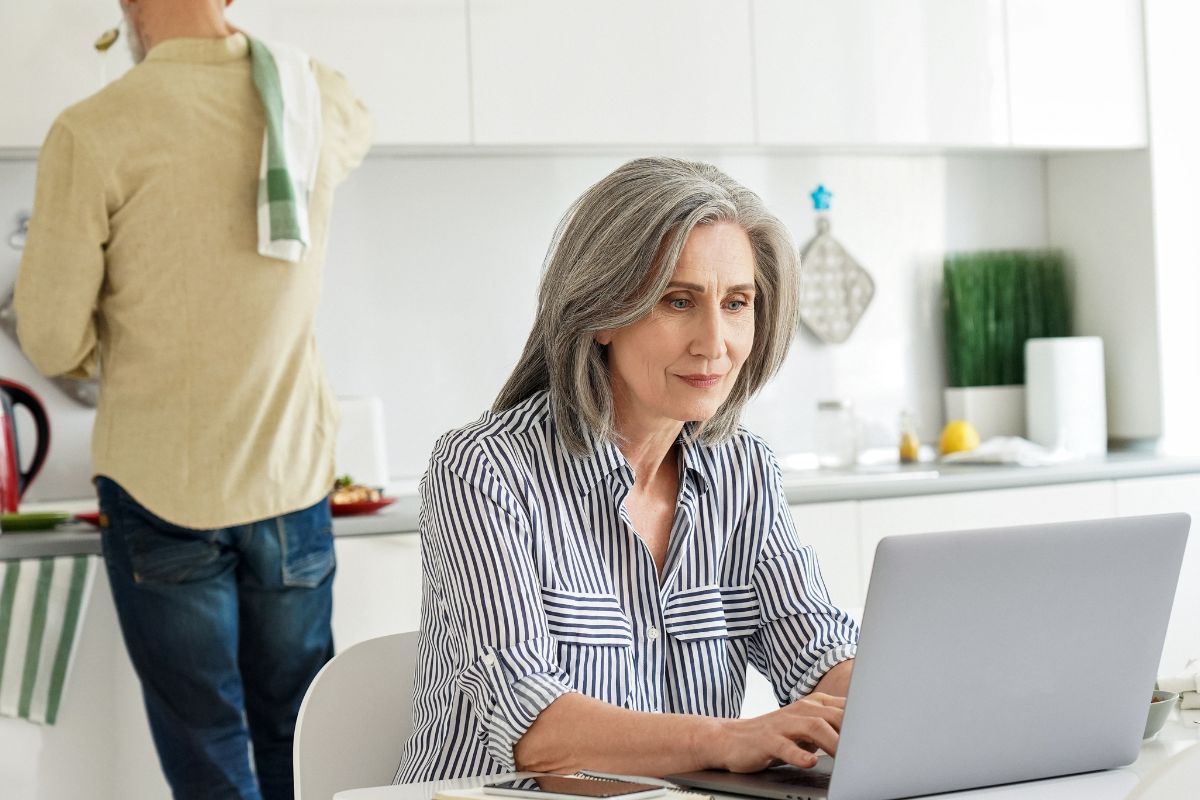 woman on a laptop