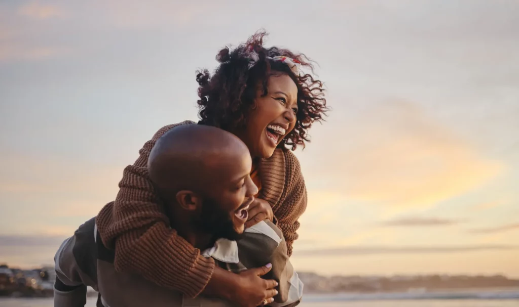 woman smiling with partner